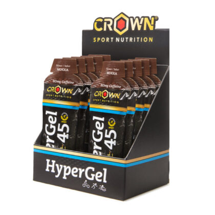 Crown Sport Nutrition HyperGel 45 + Caffeine, Gel energético líquido con 45 g de carbohidratos 1:0,8 y sodio, Con certificado Informed Sport, Sabor Mokka con cafeína , 75 g