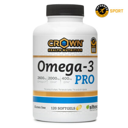 Crown Sport Nutrition Omega-3 PRO, Perlas de aceite de pescado con 2400 mg de Omega 3. Materia prima de alta calidad.