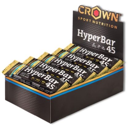Crown Sport Nutrition HyperBar 45 + Caffeine, Barrita energética de gominola doble con 45 g de carbohidratos 1:0,8 y sodio, Sabor Neutro con cafeína, 60 g
